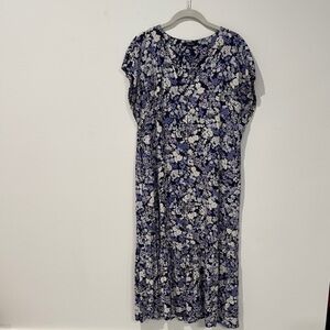 Madewell Navy and White Floral Midi Dress
